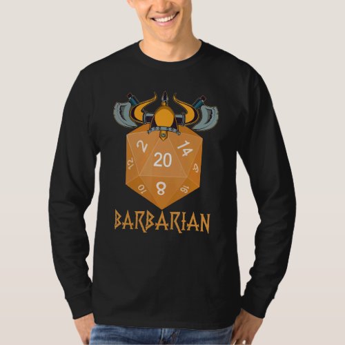 D20 Dice Barbarian Rpg Class Tabletop Roleplaying  T_Shirt