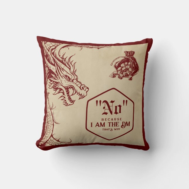 D20 Dice Celtic Dragon DND RPG DM Gamer Gift Throw Pillow (Front)