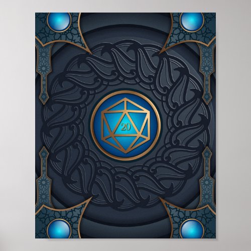 D20 Dice Fantasy Abstract Tabletop RPG Poster
