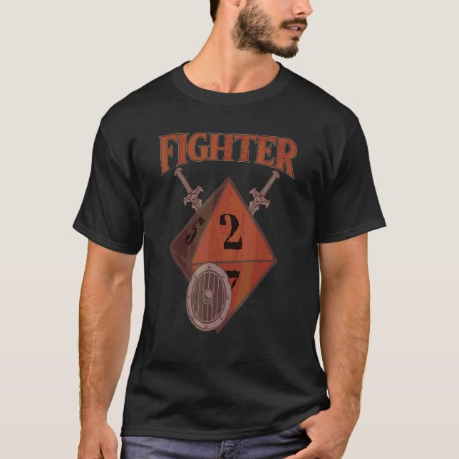 D20 Dice Fighter Rpg Class Tabletop Roleplaying Ga T-Shirt (Front)