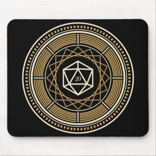 D20 Dice Geometric Circle of Witch Tabletop RPG Mouse Pad