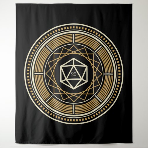 D20 Dice Geometric Circle of Witch Tabletop RPG Tapestry