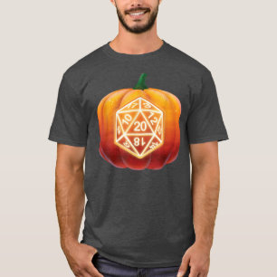 D20 Dice Halloween Pumpkin RPG Role Play Gamer T-Shirt