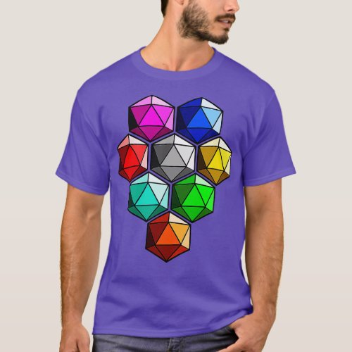 D20 Dice Multicolor T_Shirt