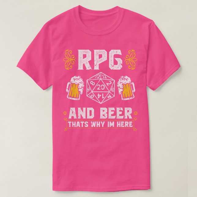 D20 Dice RPG and Beer Tabletop Role Playing Game M T-Shirt (Design Front)