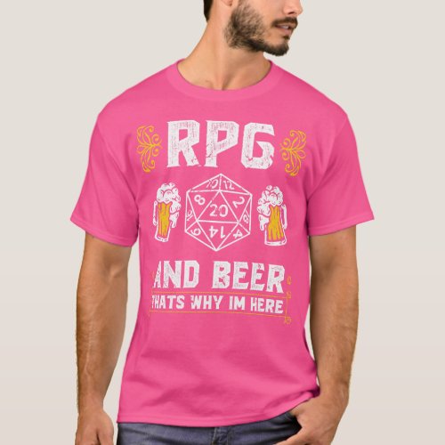 D20 Dice RPG and Beer Tabletop Role Playing Game M T_Shirt