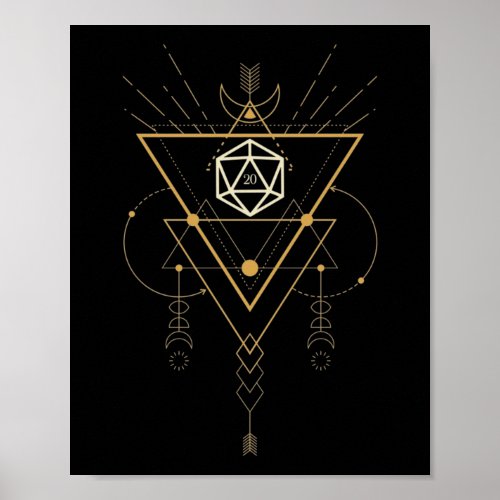 D20 Dice Sacred Geometry Minimalist Tabletop RPG Poster