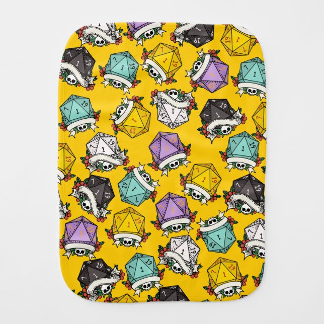 D20 Dice Set Pattern  Baby Burp Cloth (Front)
