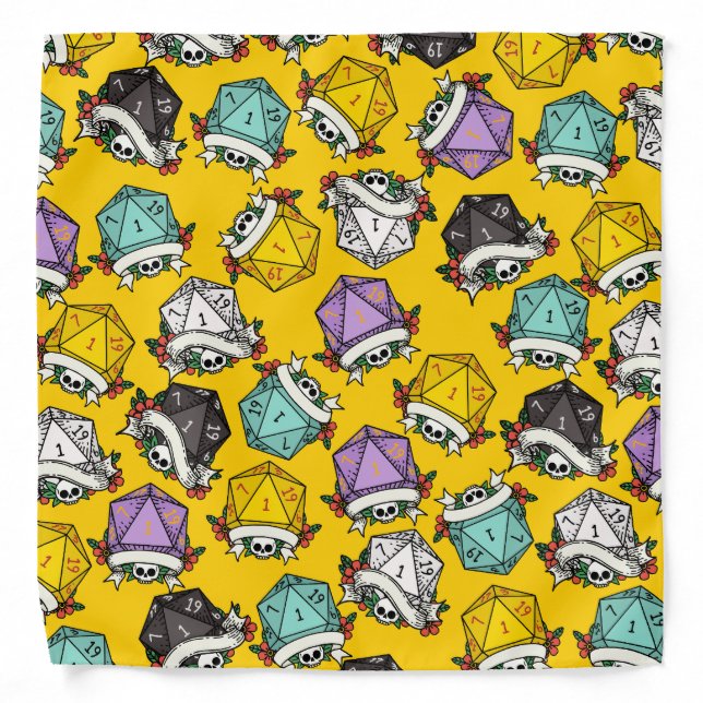 D20 Dice Set Pattern Bandana (Front)