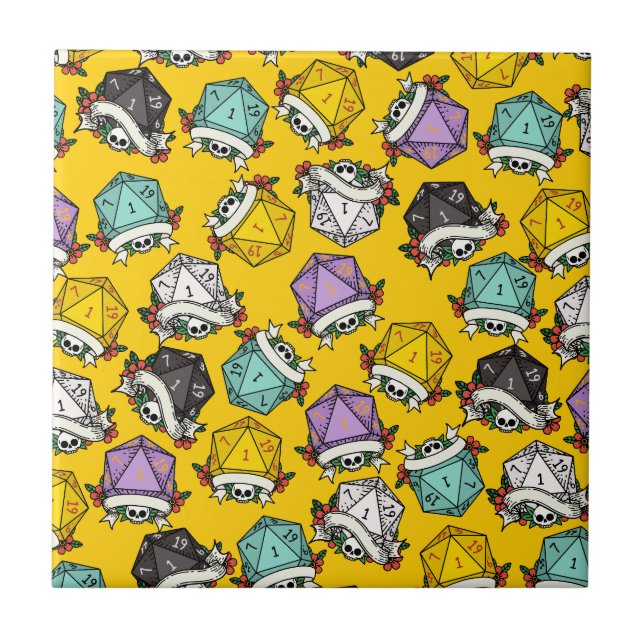 D20 Dice Set Pattern Ceramic Tile (Front)
