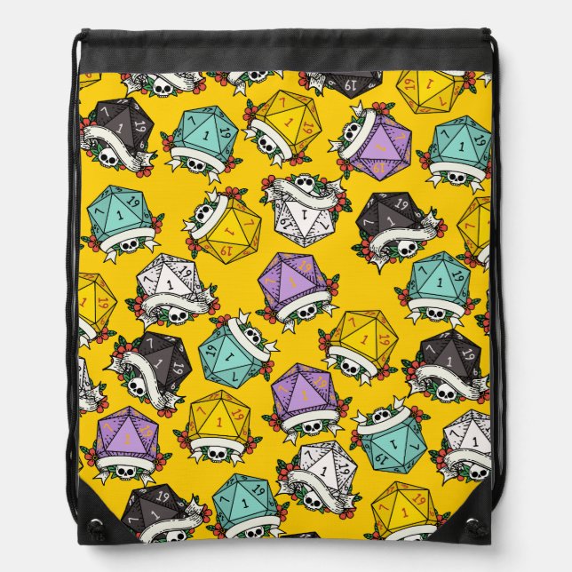 D20 Dice Set Pattern Drawstring Bag (Front)