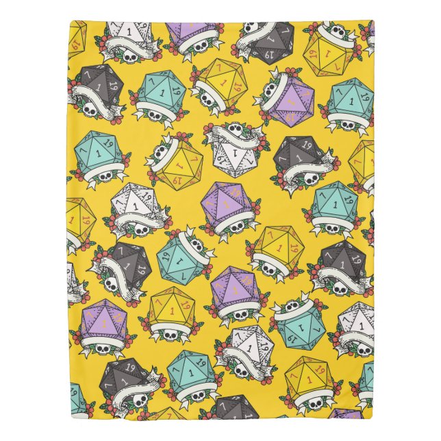 D20 Dice Set Pattern Duvet Cover (Front)