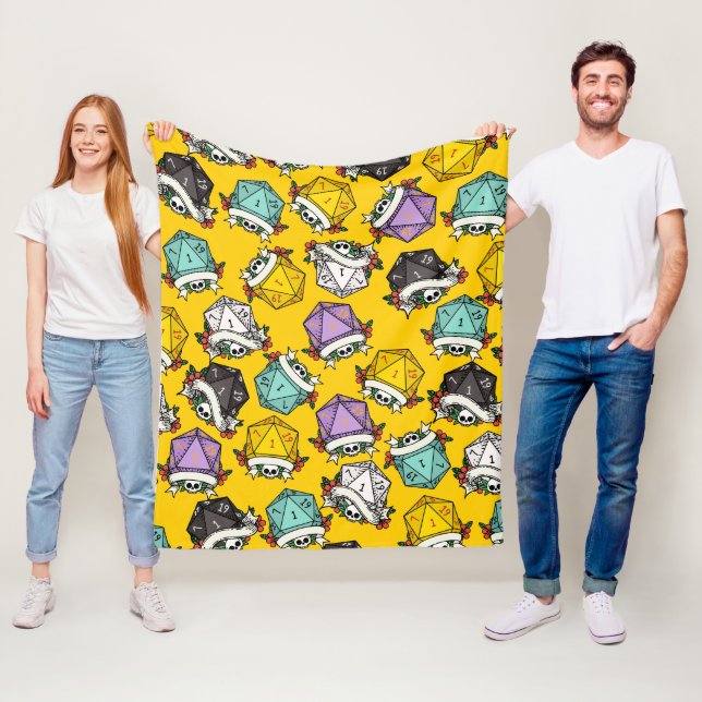 D20 Dice Set Pattern Fleece Blanket (In Situ)