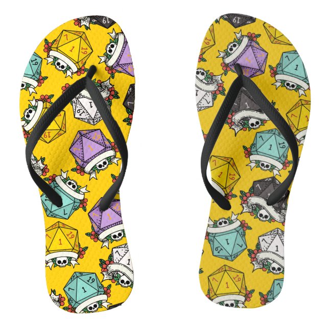 D20 Dice Set Pattern Large Gift Bag Flip Flops (Footbed)