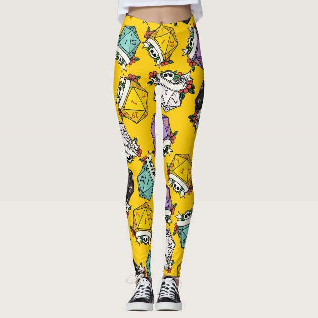 D20 Dice Set Pattern Leggings (Front)