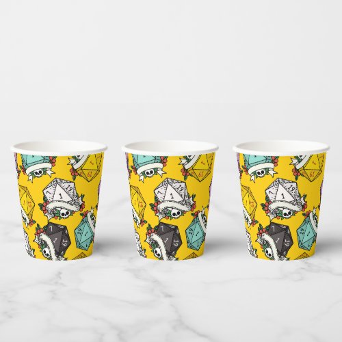 D20 Dice Set Pattern Paper Cups