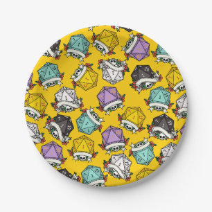 D20 Dice Set Pattern Paper Plates
