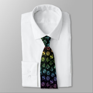 D20 Dice Set Pattern (Rainbow) Neck Tie
