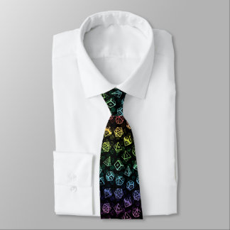 D20 Dice Set Pattern (Rainbow) Neck Tie