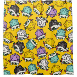 D20 Dice Set Pattern Shower Curtain