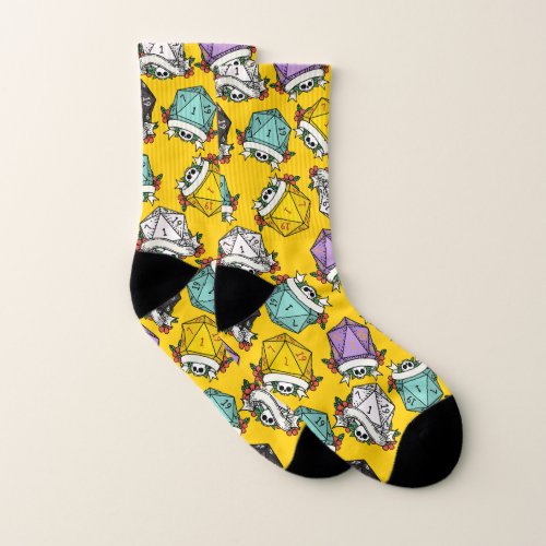 D20 Dice Set Pattern Socks