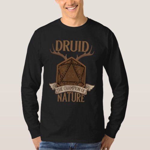 D20 Dice The Druid Rpg Class Tabletop Roleplaying  T_Shirt