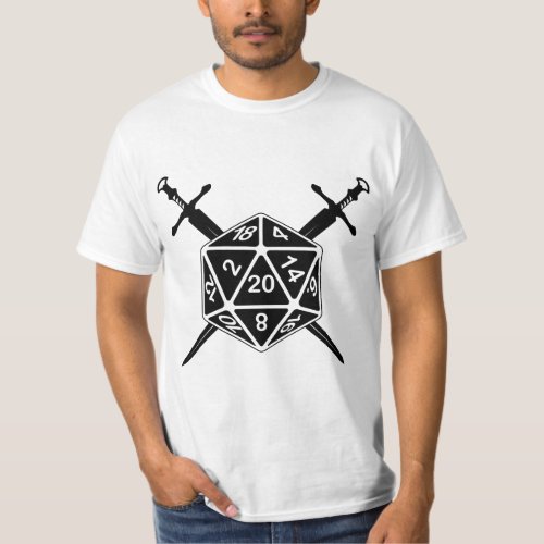 D20 Dice With Swords T_Shirt