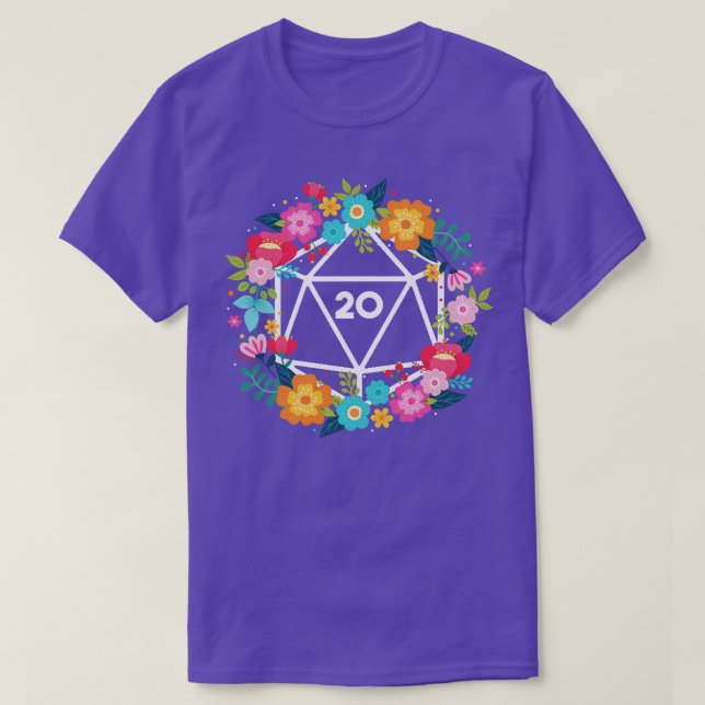 D20 Floral Wreath T-Shirt (Design Front)