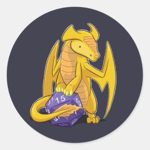 D20 Gold Dragon Classic Round Sticker