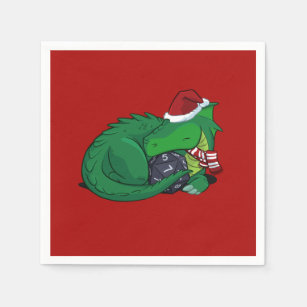D20 Green Dragon - Holiday Edition Napkins
