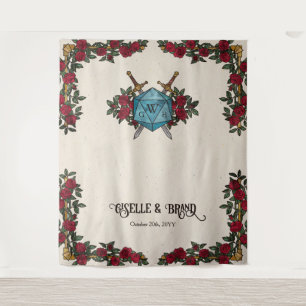 D20 Monogram Roses RPG Wedding Backdrop