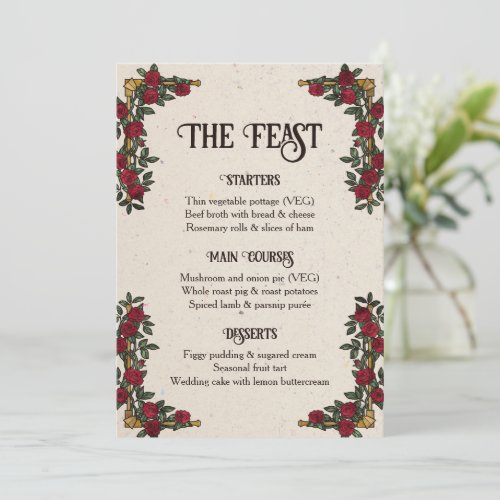 D20 Monogram Roses RPG Wedding Feast Menu
