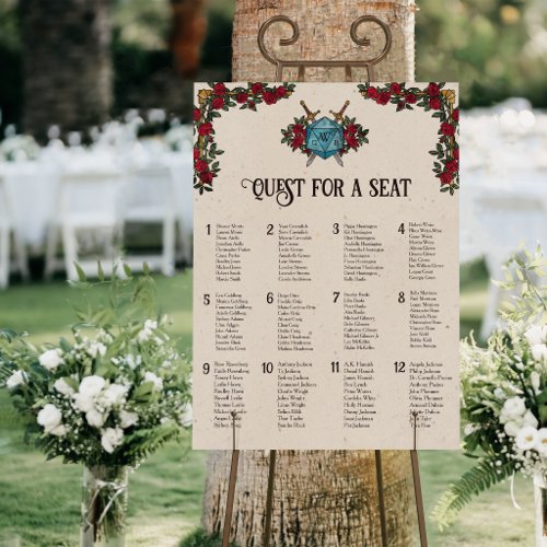 D20 Monogram RPG Wedding 12 Seating Chart Foam Board
