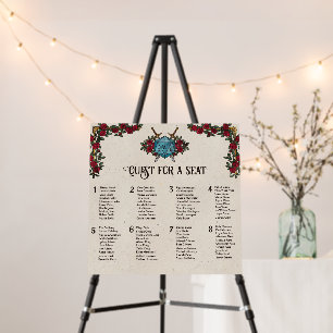 D20 Monogram RPG Wedding 8 Tables Seating Chart Foam Board