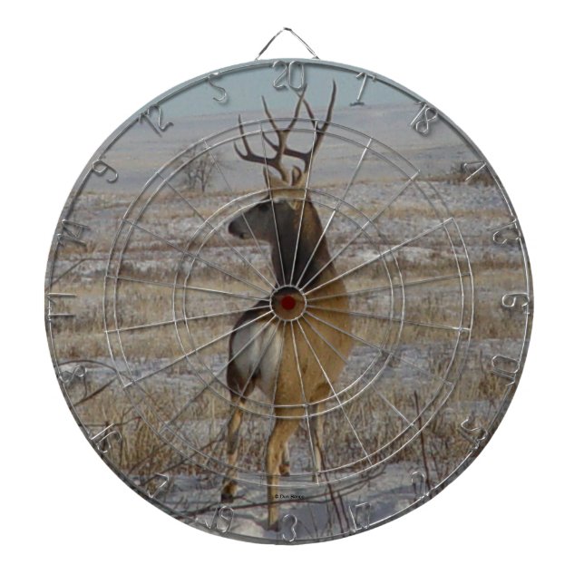 D20 Mule Deer Buck in Snow Dart Board (Front)