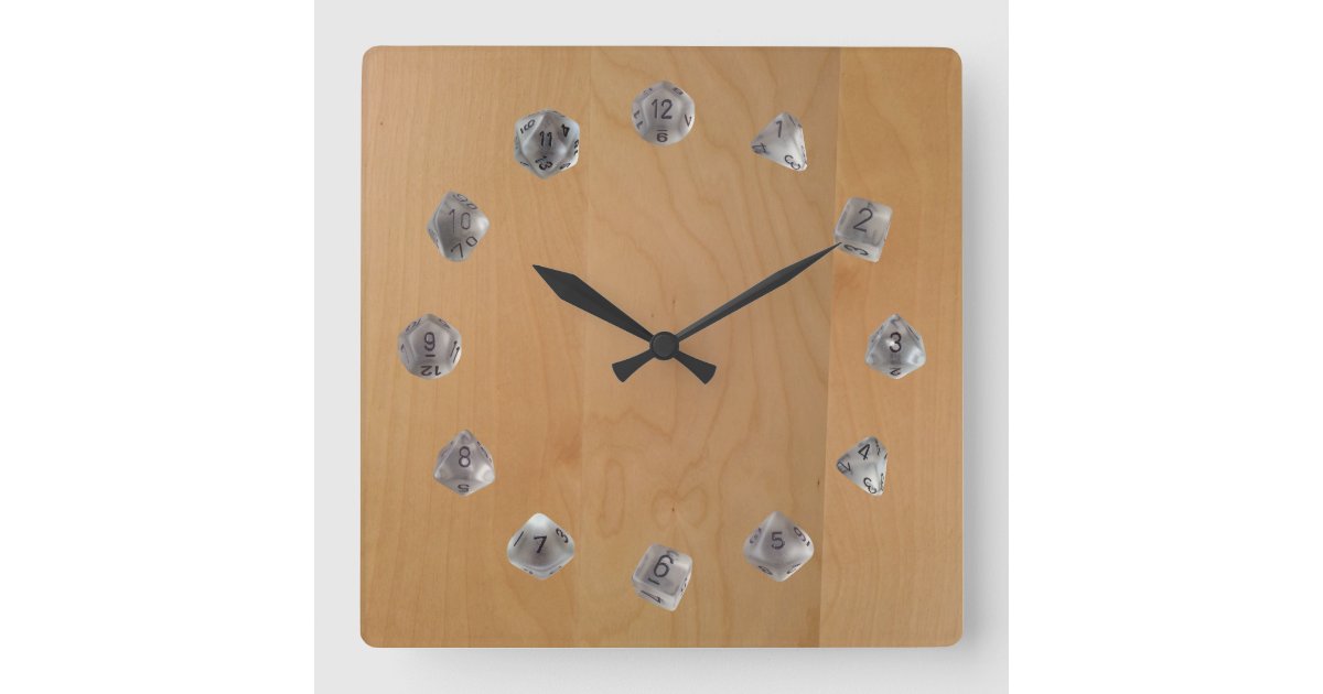 D20 Set Square Wall Clock | Zazzle