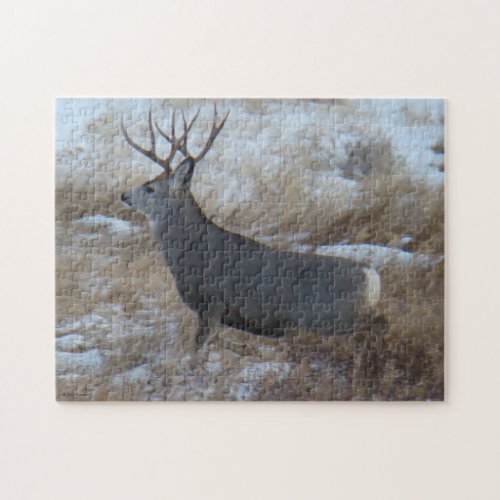 D28 Mule Deer Buck Running Jigsaw Puzzle
