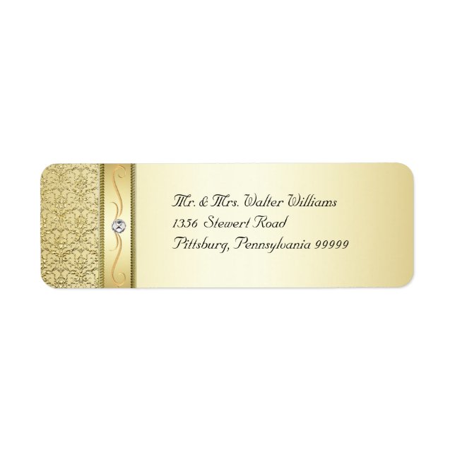 D2 Elegant Gold Damask Diamond Label (Front)