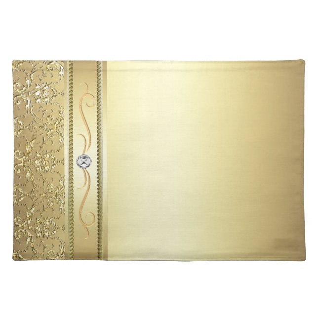 D2 Elegant Gold Damask Diamond Placemat (Front)