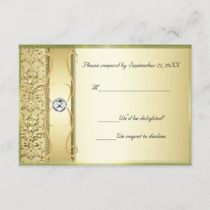 D2 Gold on Gold Damask RSVP Card