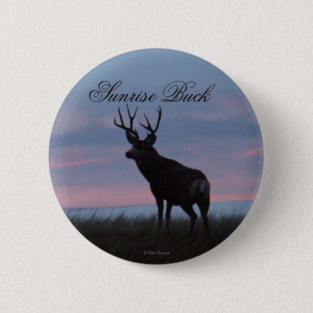 D3 Mule Deer Buck Sunrise Buck Button (Front)