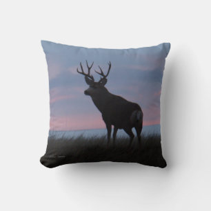 D3 Mule Deer Buck Sunrise Buck Throw Pillow
