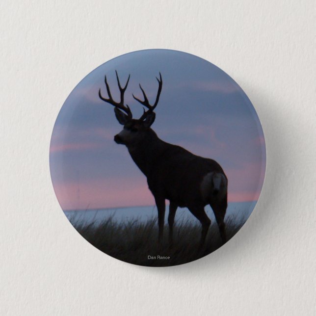 D3 Mule Deer Sunrise Buck Button (Front)