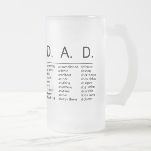DAD Fathers Day Frosted Glass Beer Mug
