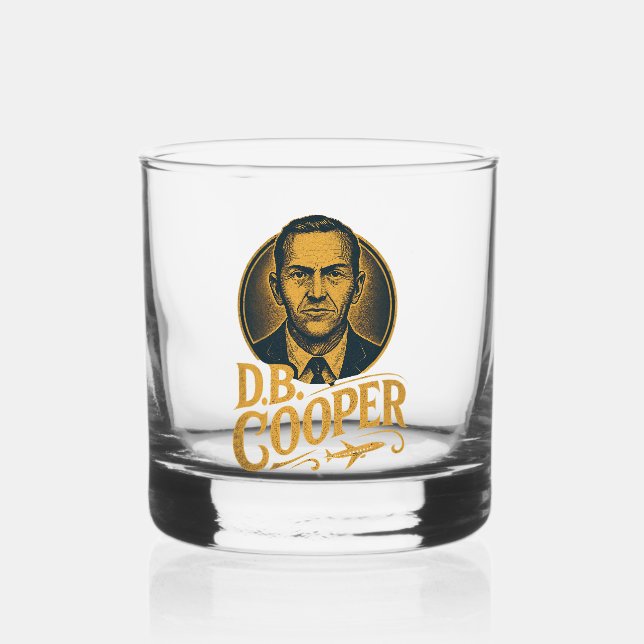 D. B. Cooper Heist Whiskey Glass (Front)