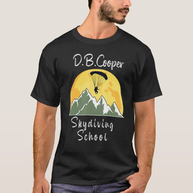   D  B  Coopers Skydiving School Retro Sunset Moon T-Shirt (Front)