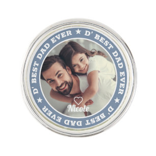 D' Best Dad Ever Modern Custom Photo Lapel Pin