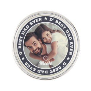 D' Best Dad Ever Modern Custom Photo Lapel Pin