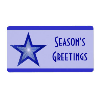 D Blue Star stripe Season's Greetings large pale Label