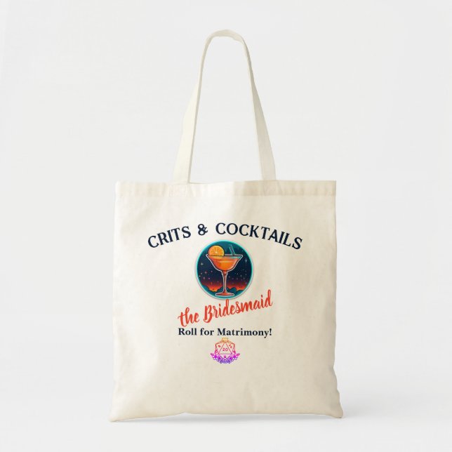 D&D Bachelorette Tote Bag: Crits & Cocktails (Front)